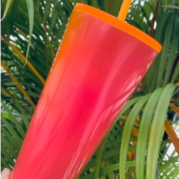 Starbucks Orange Stainless Steel Cup Ombre Pink Gradient Cold Tumbler Venti New - Picture 7 of 9